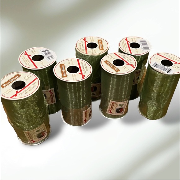 Lot/7 Sheer Ribbon Green 4.45” New! - Picture 8 of 9